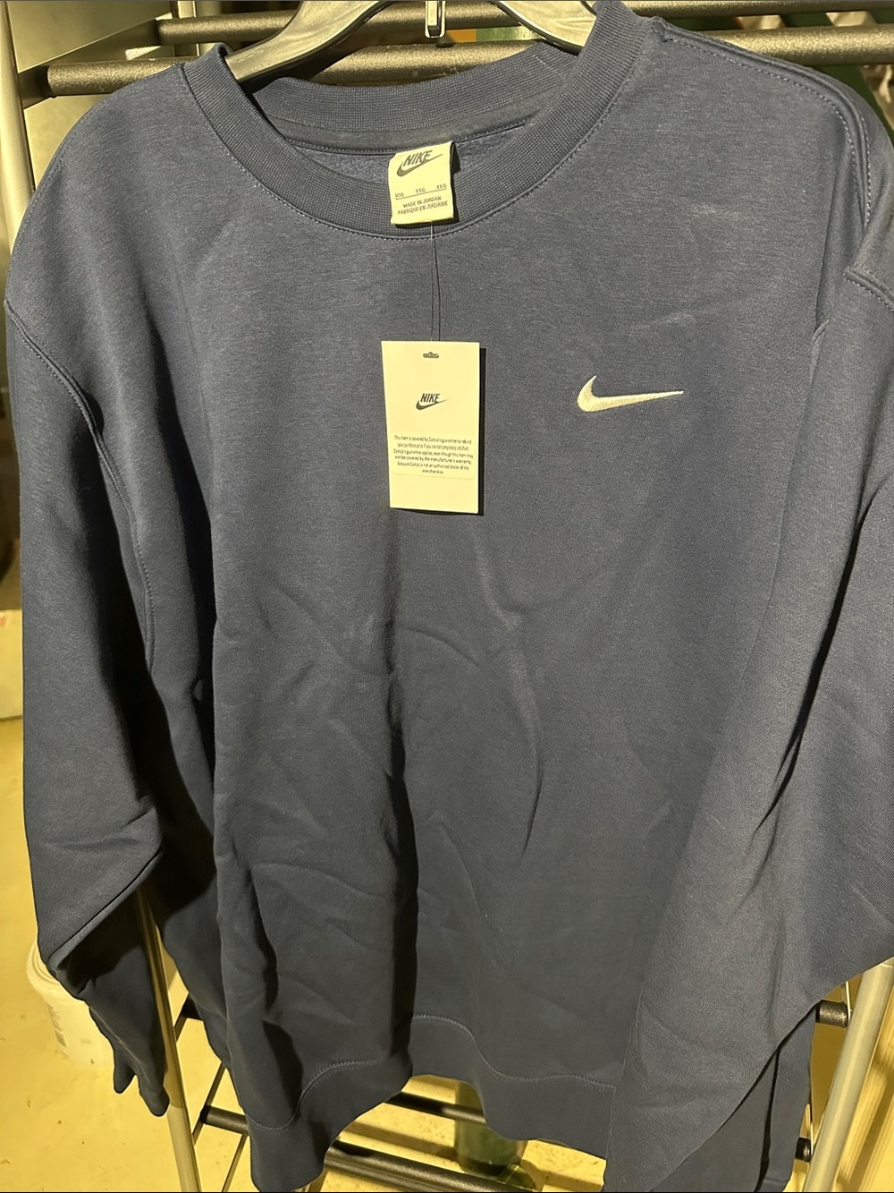Nike Navy Blue Crewneck Sweatshirt with White Swoosh